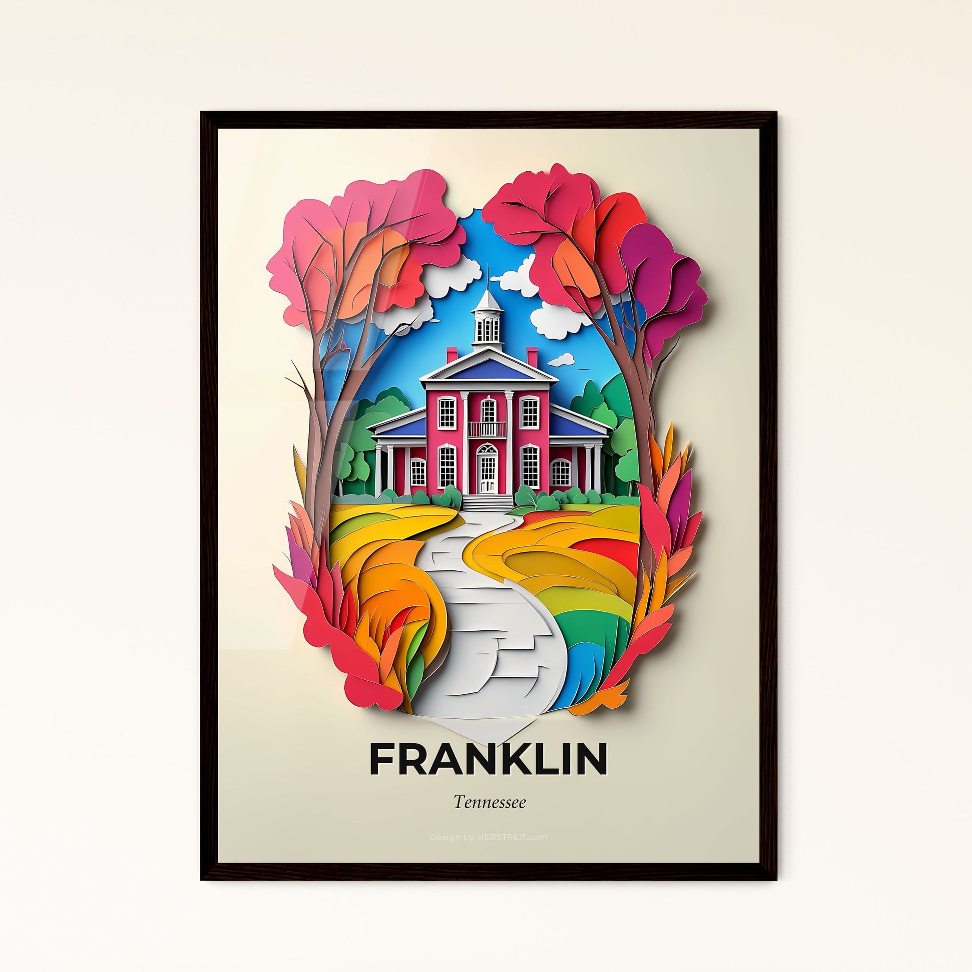 Vivid Franklin, Tennessee - a paper cut of a school building with a pathway