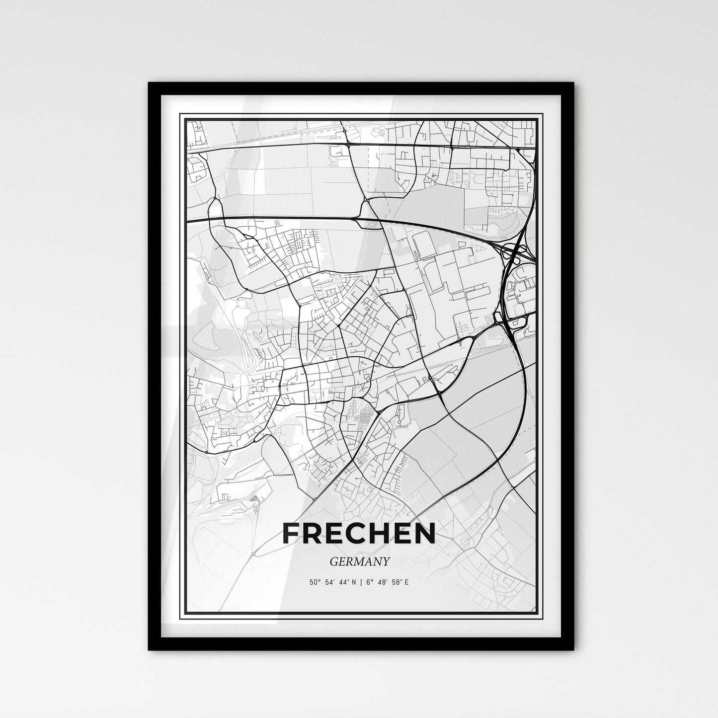 Frechen Germany - Scandinavian Style City Map for Modern Home Decor