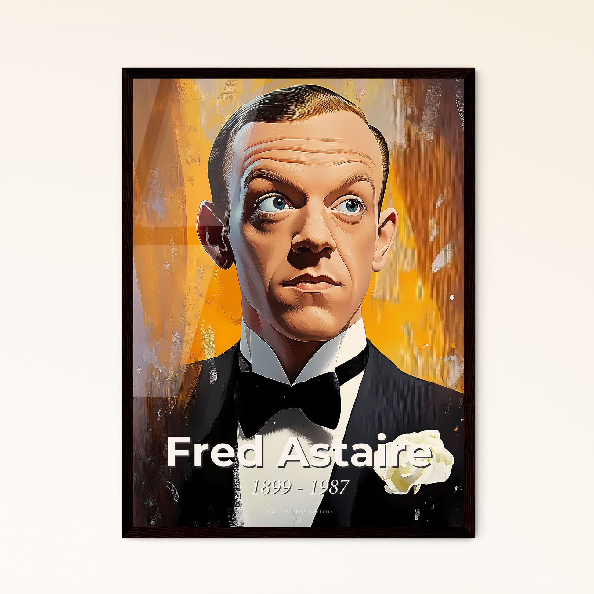 Portrait of Fred Astaire, 1899 - 1987. Impressionistic painting of a man in a tuxedo.