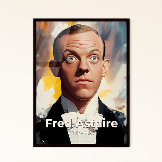 Portrait of Fred Astaire, 1899 - 1987. Impressionistic painting of a man in a suit.