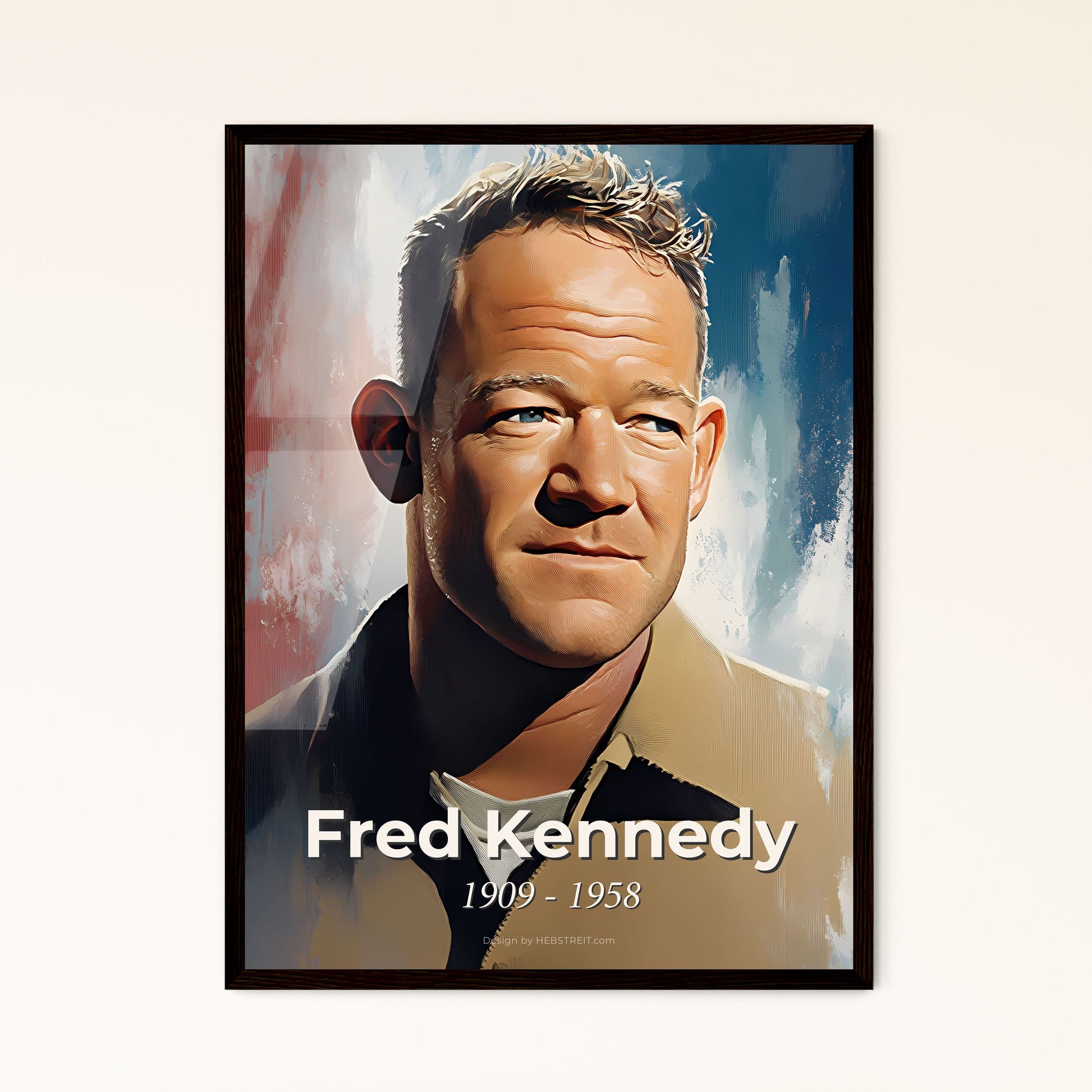 Portrait of Fred Kennedy, 1909 - 1958. Impressionistic painting of a man in a brown jacket.