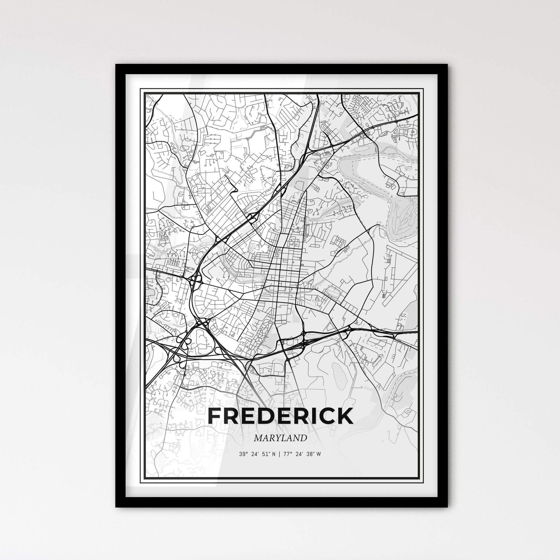 Frederick Maryland - Scandinavian Style City Map for Modern Home Decor