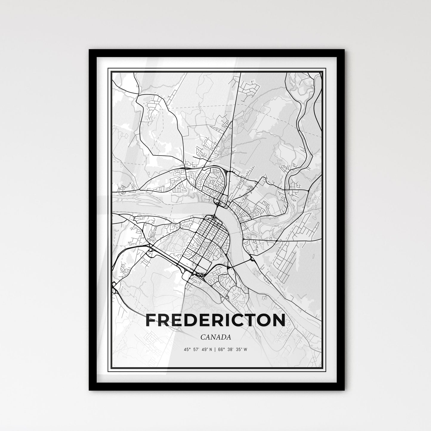 Fredericton Canada - Scandinavian Style City Map for Modern Home Decor