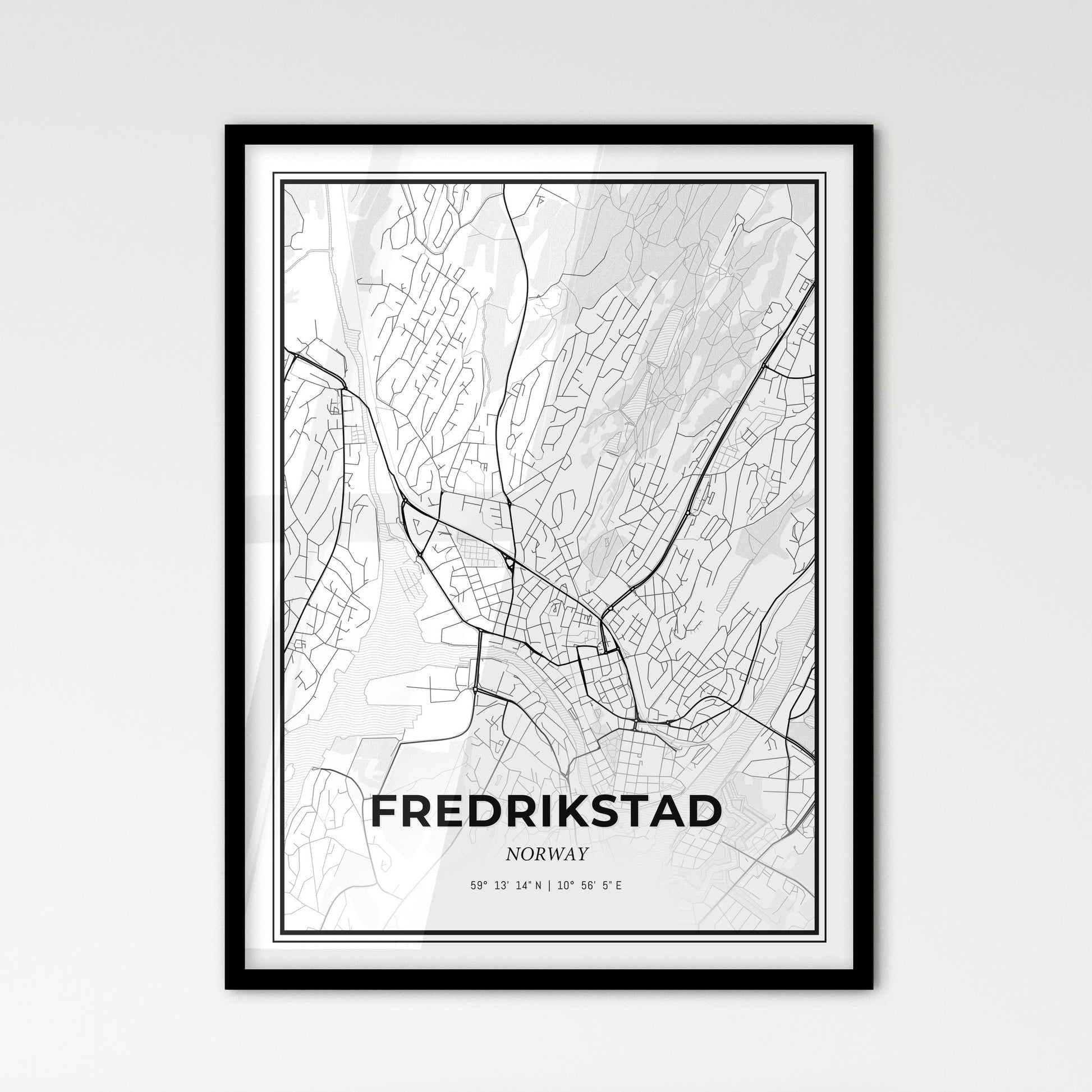 Fredrikstad Norway - Scandinavian Style City Map for Modern Home Decor