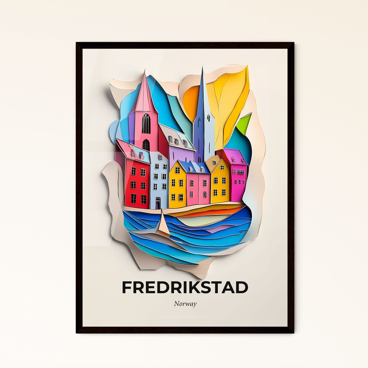 Vivid Fredrikstad, Norway - a paper cut of a city with a boat