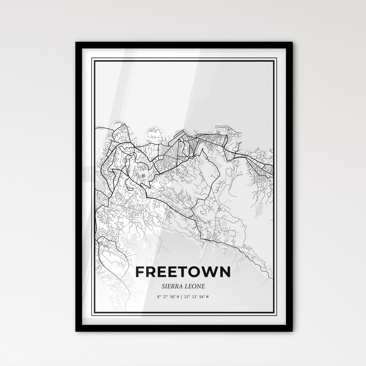 Freetown Sierra Leone - Scandinavian Style City Map for Modern Home Decor