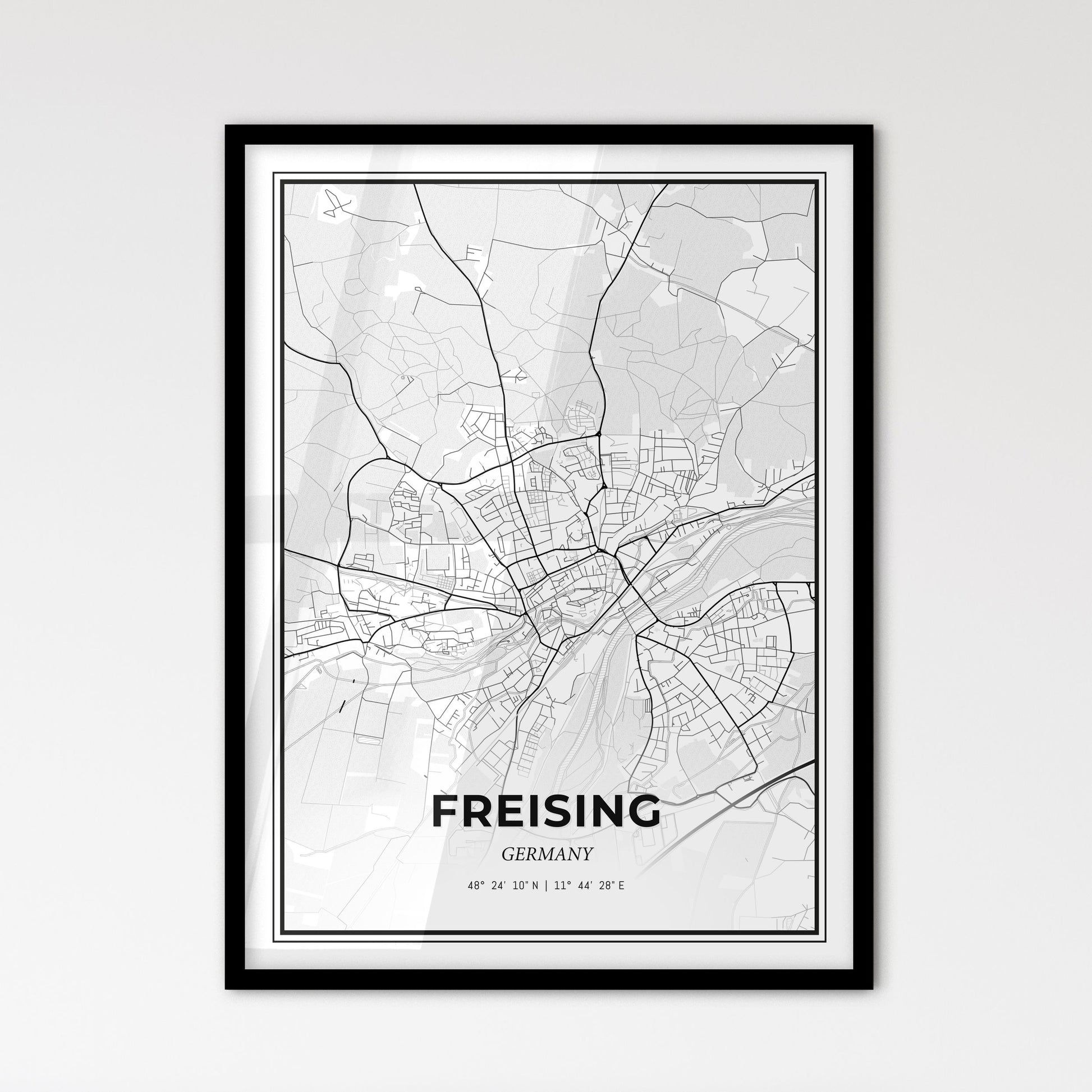 Freising Germany - Scandinavian Style City Map for Modern Home Decor