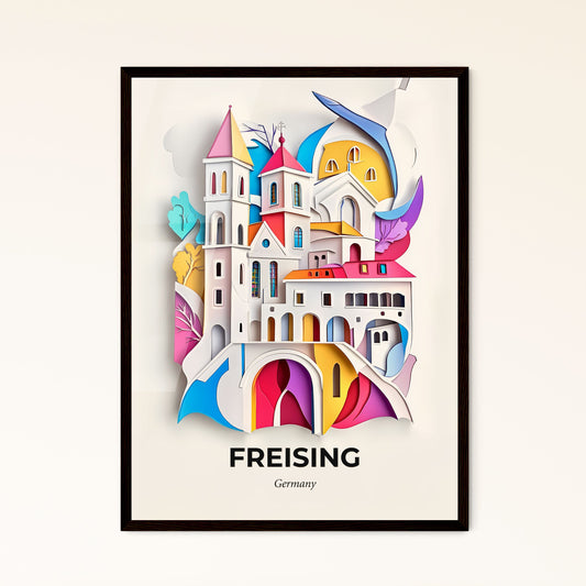 Vivid Freising, Germany - a paper cut of a castle with a bridge