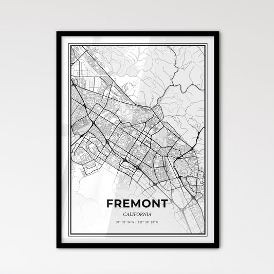 Fremont California - Scandinavian Style City Map for Modern Home Decor