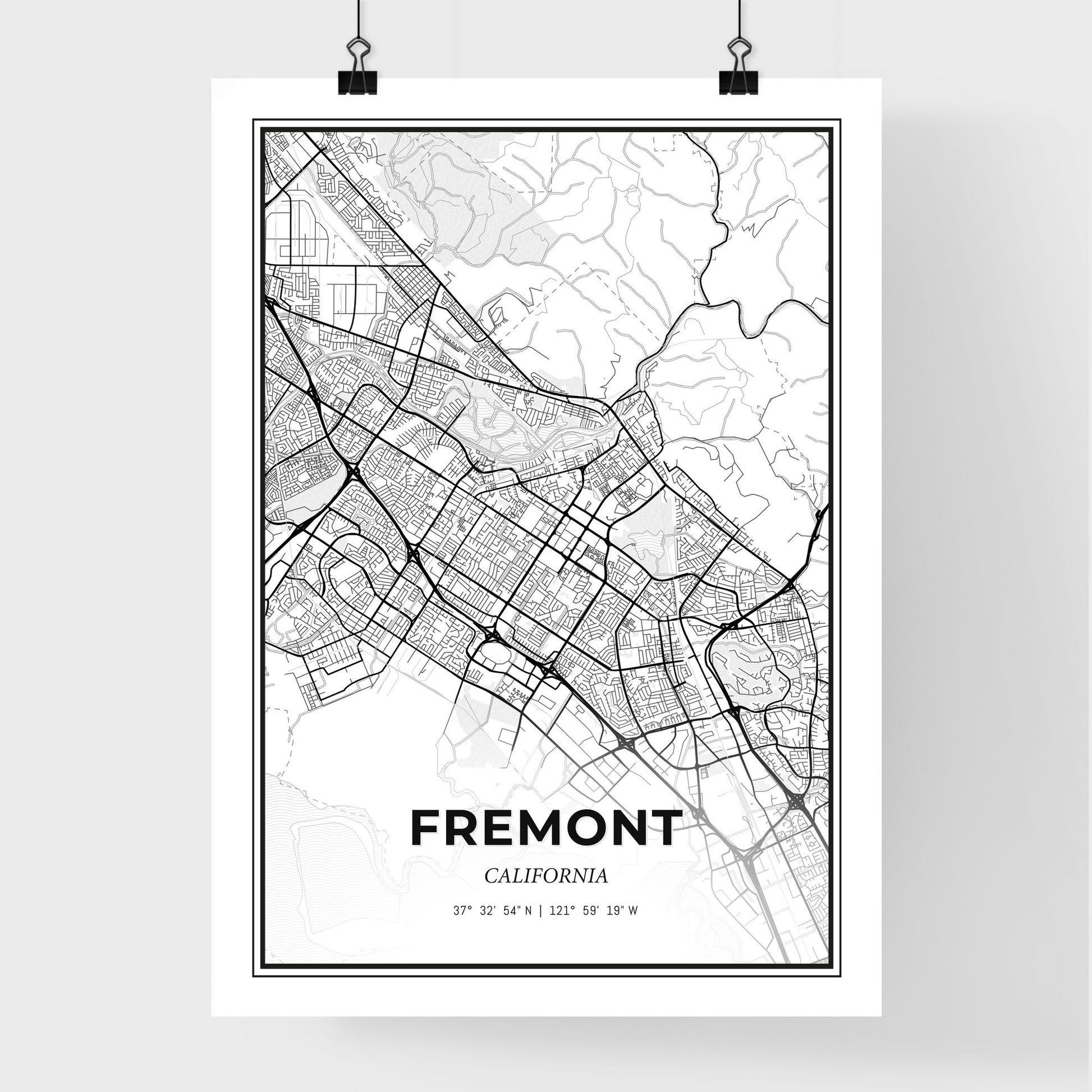 Fremont California - Premium City Map Poster