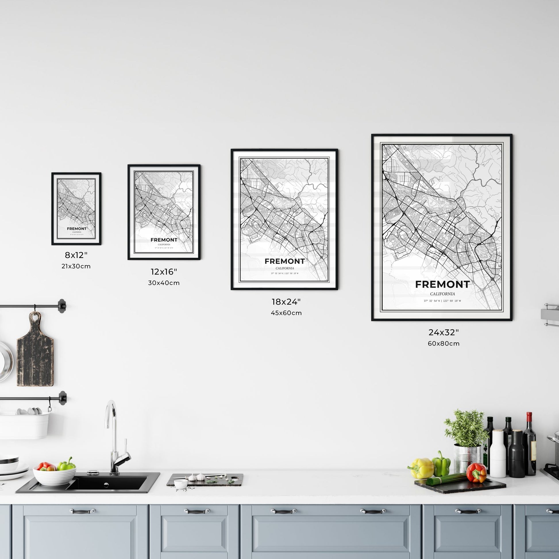 Fremont California - Customizable Modern City Map