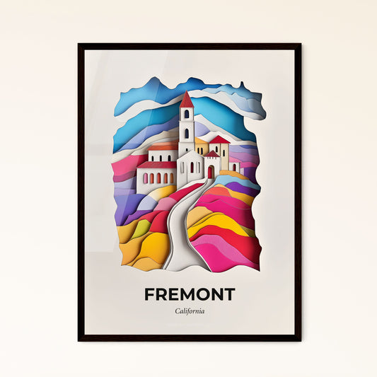 Vivid Fremont, California - a paper cut of a church and a road