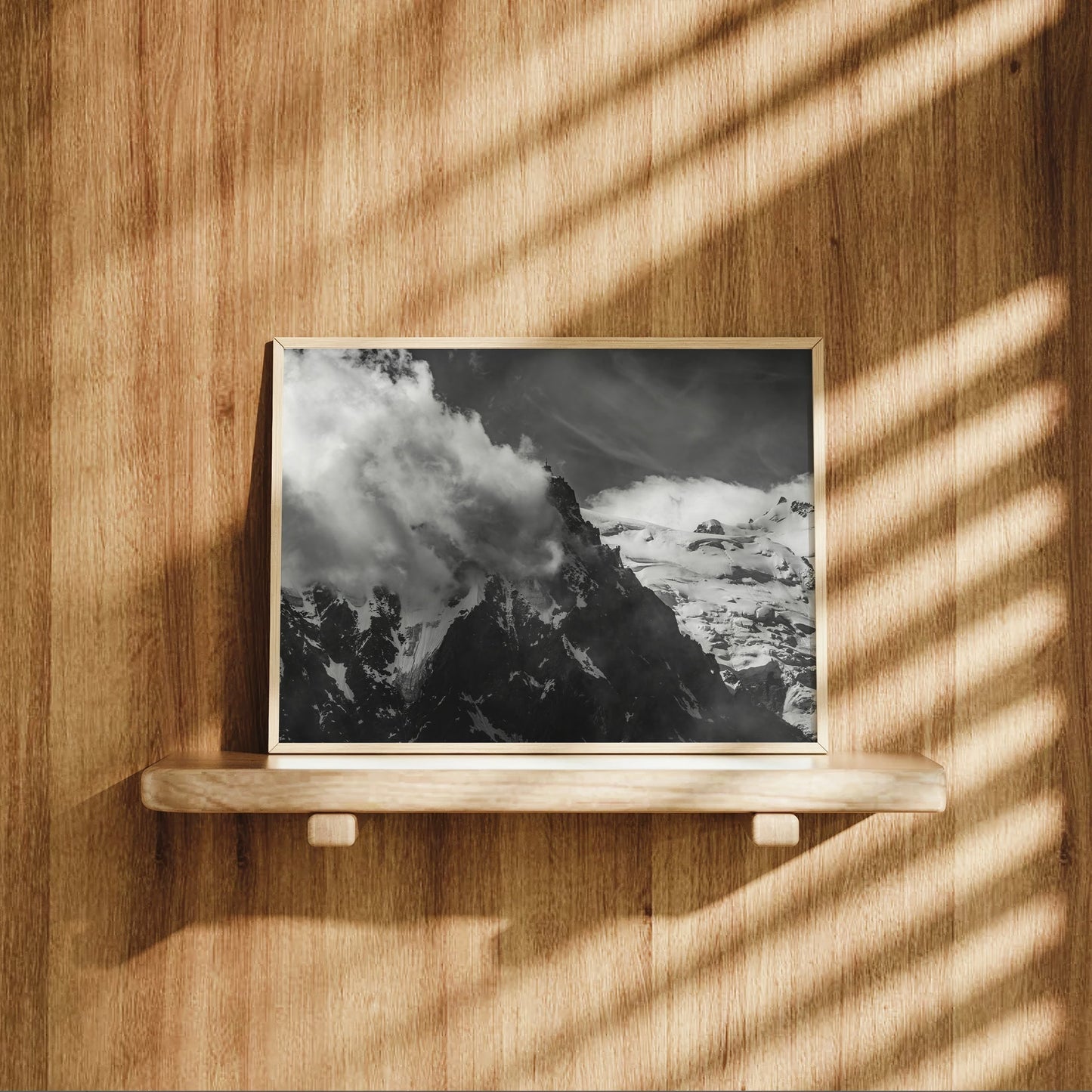 Aiguille du Midi Wall Art Print – Black and White Mountain Photography