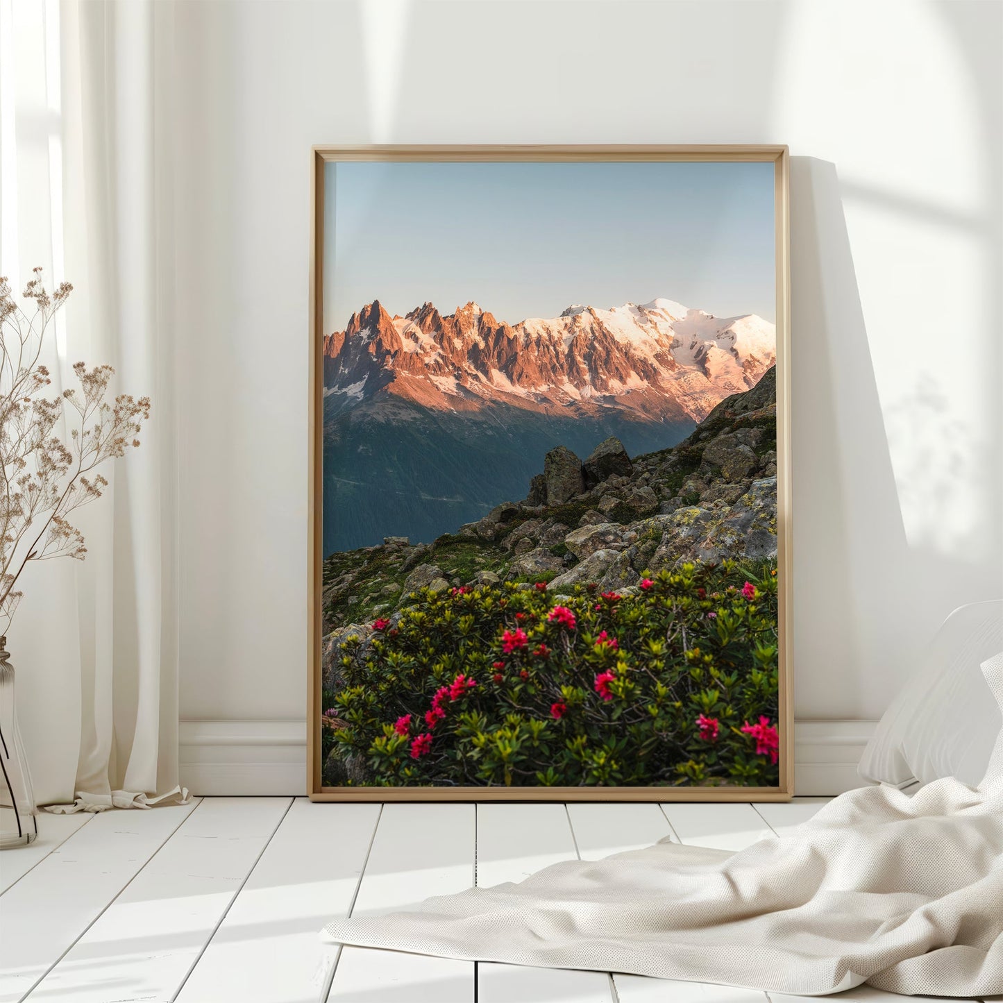 Mont Blanc Massif with Vibrant Flowers - Chamonix Wall Art Print