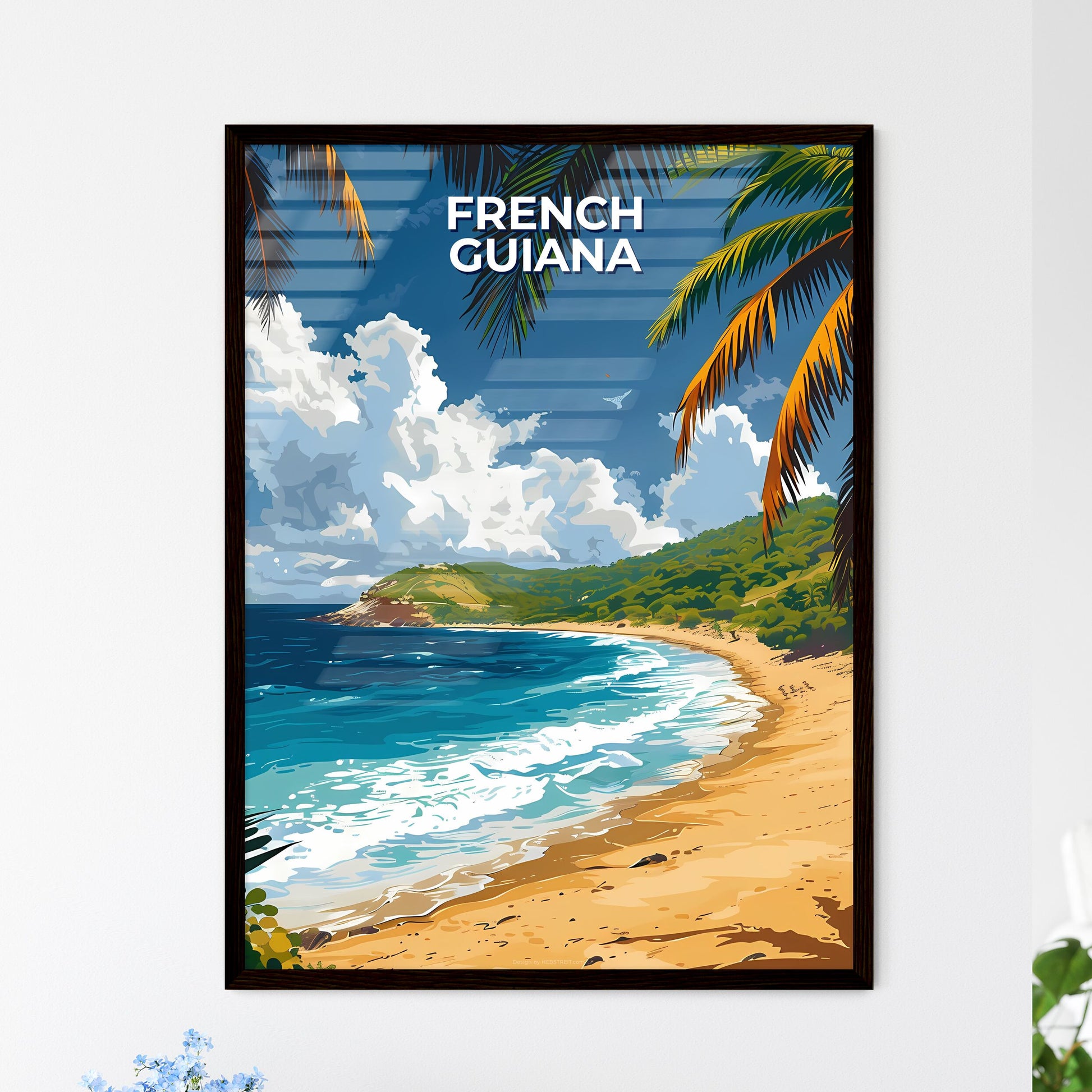 Vibrant Oil Painting of a Tropical Beach in  - Framed Art Print