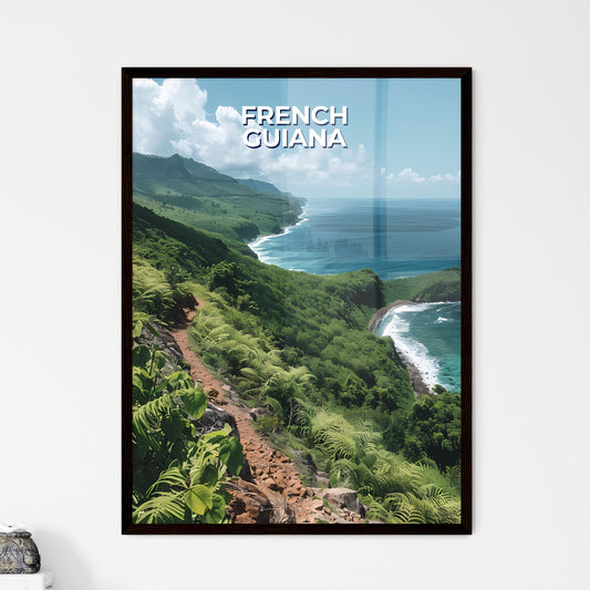 Vibrant Painting of a Cliffside Ocean Path i - Framed Art Print