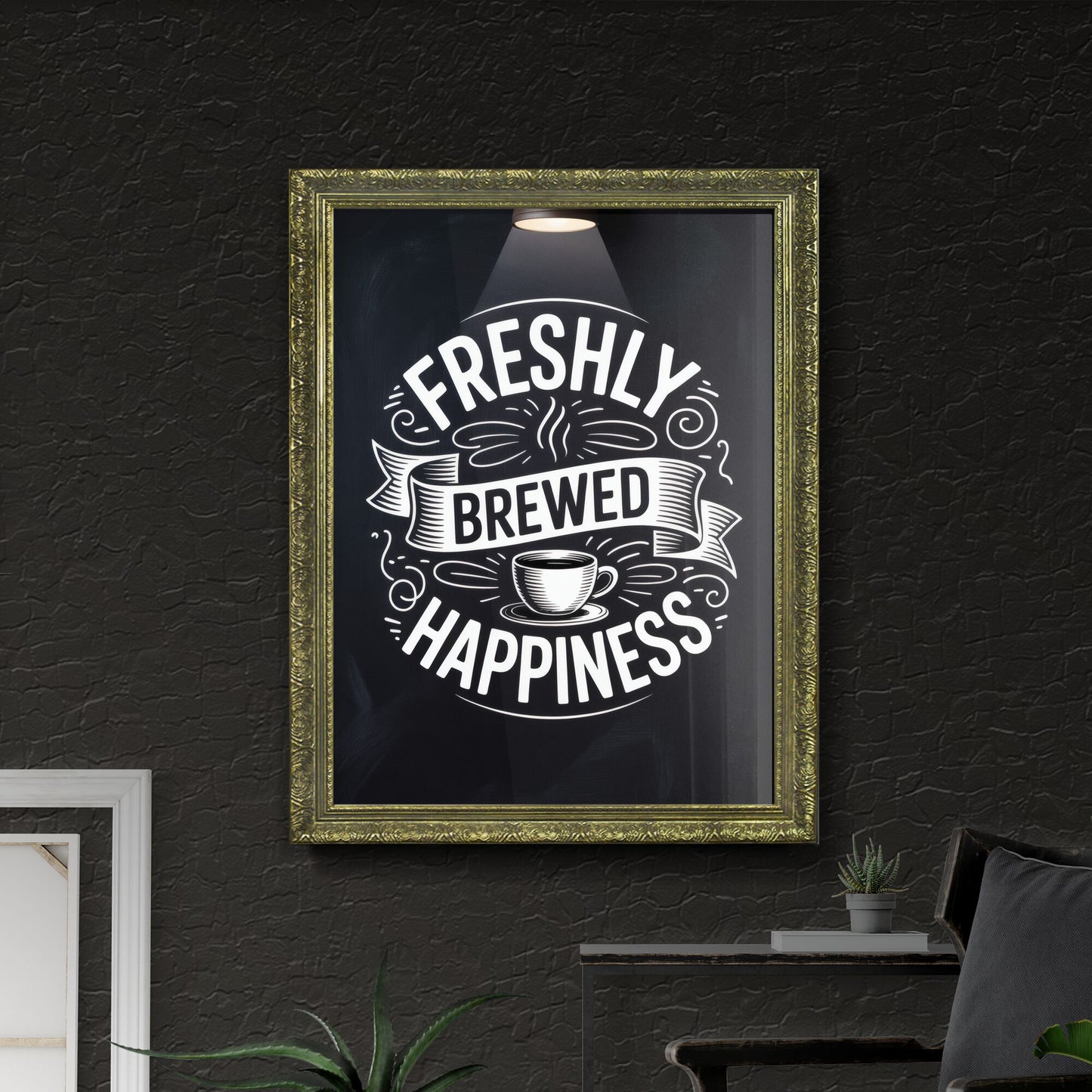 Freshly Brewed Happiness: A Playful Typography Design Celebrating Coffee Culture and Joyful Moments.