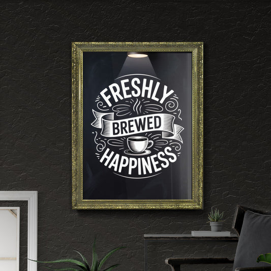 Freshly Brewed Happiness: A Playful Typography Design Celebrating Coffee Culture and Joyful Moments.