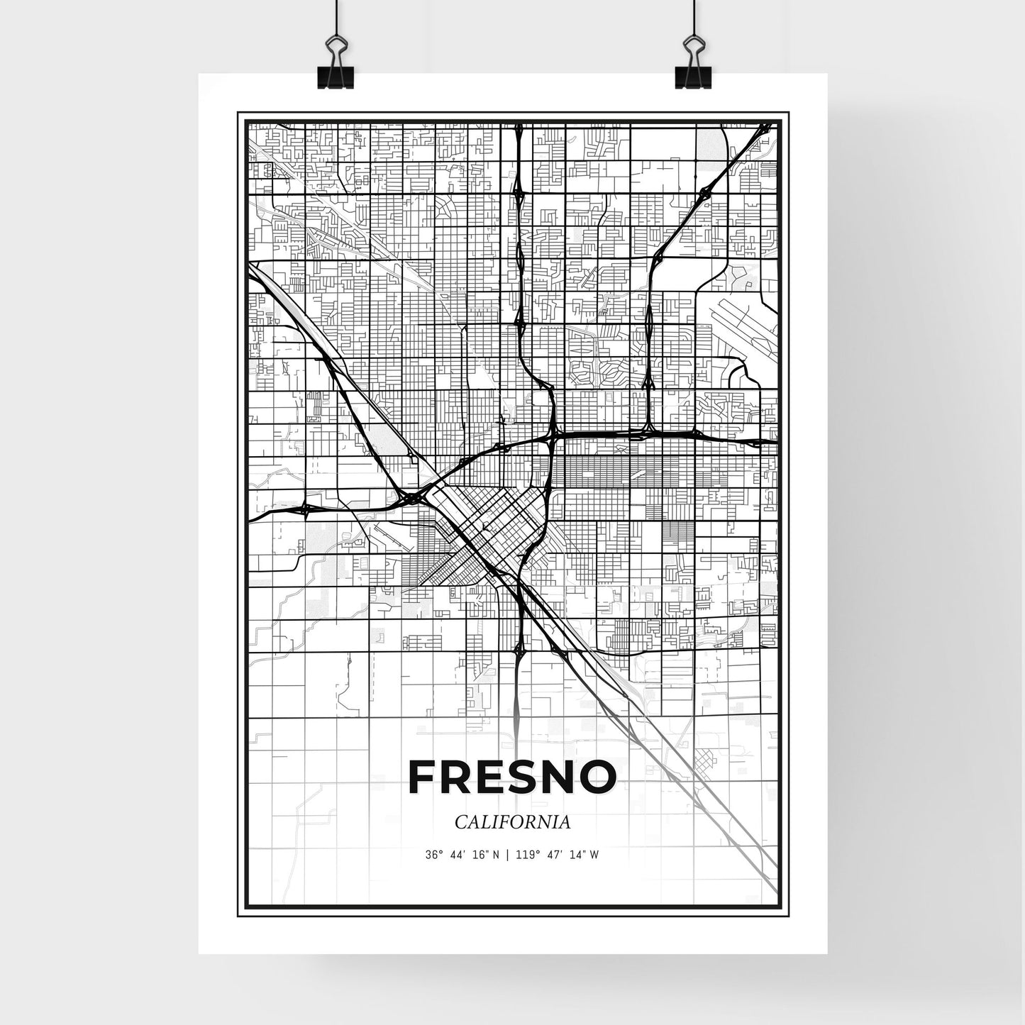 Fresno California - Premium City Map Poster