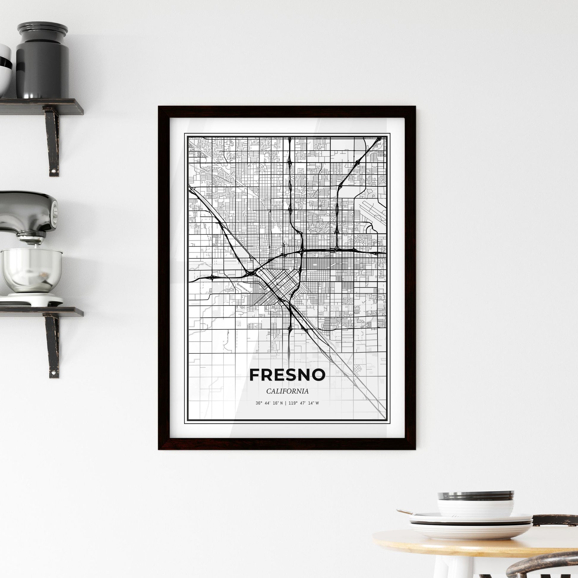 Fresno California - Minimal City Map