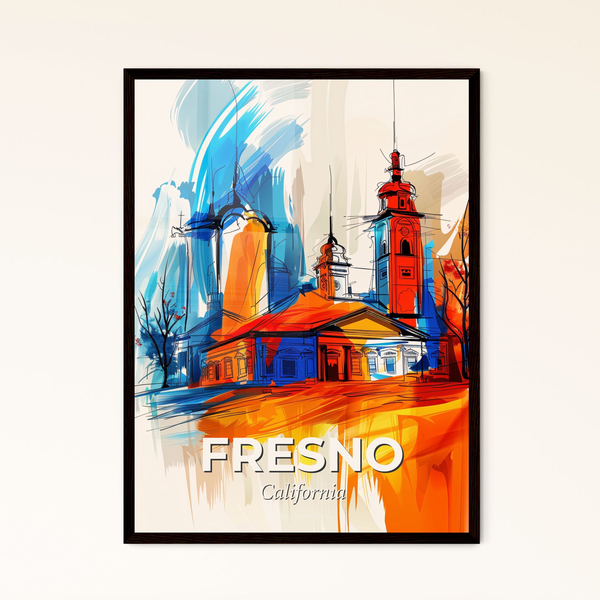 Vibrant Fresno, California - A Painting Of A Building