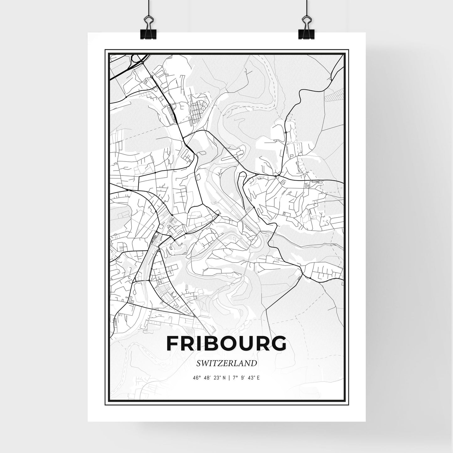 Fribourg Switzerland - Premium City Map Poster