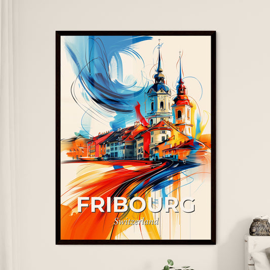 Vibrant Fribourg, Switzerland - A Painting Of A Town