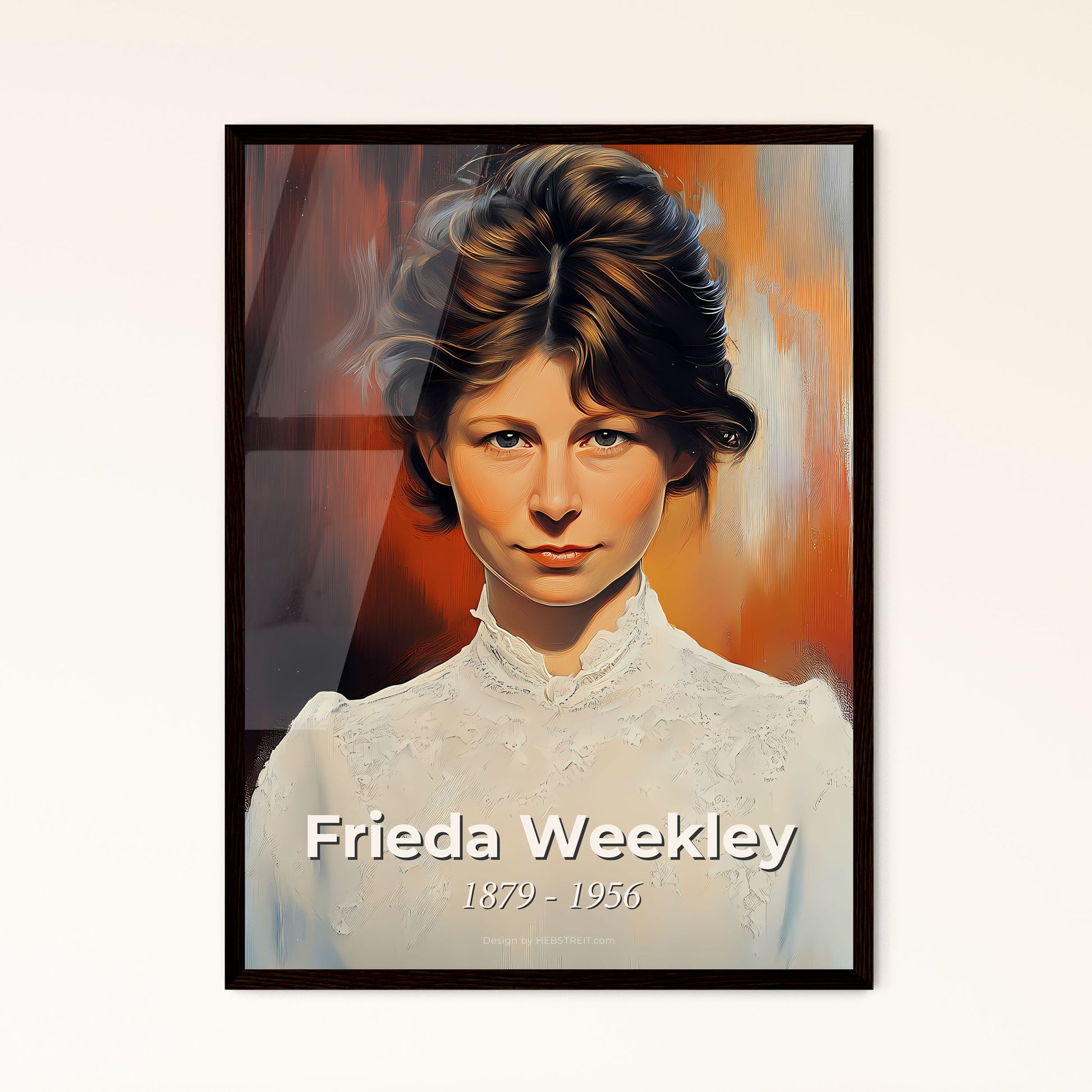 Portrait of Frieda Weekley, 1879 - 1956. Impressionistic painting of a woman in a white shirt.