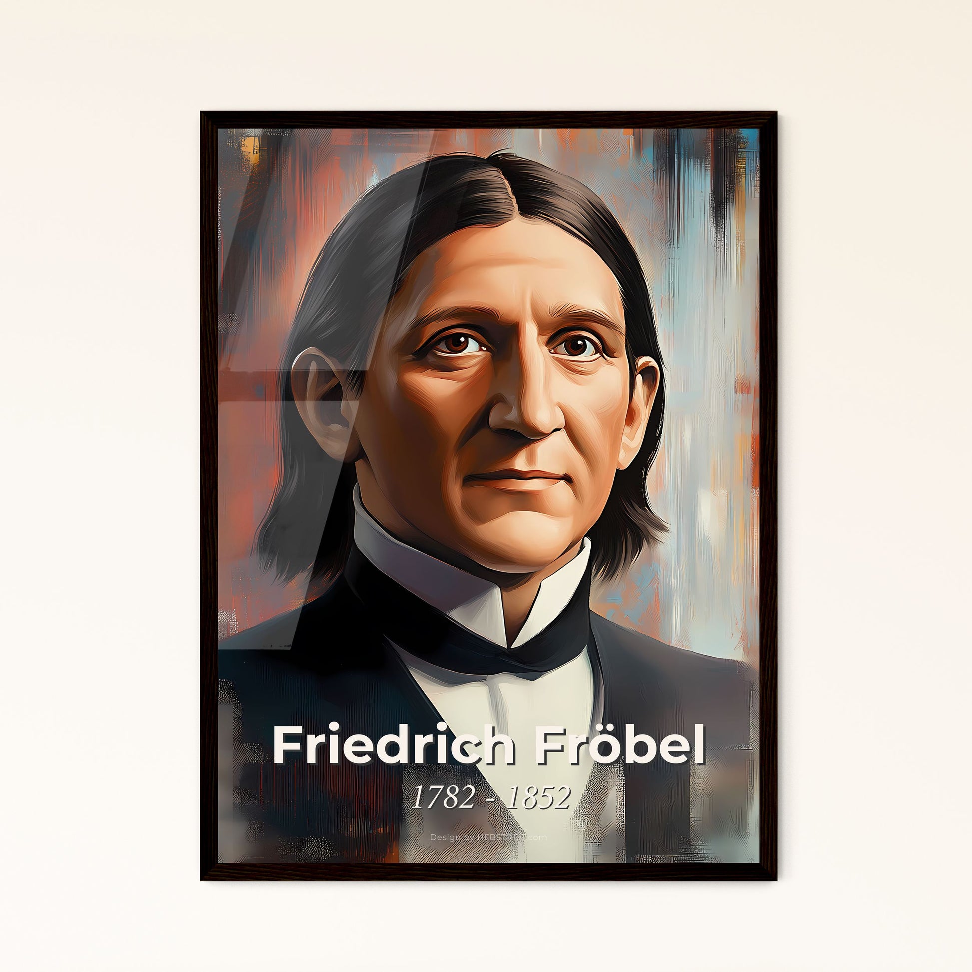 Portrait of Friedrich Fröbel, 1782 - 1852. Impressionistic painting of a portrait of a man.