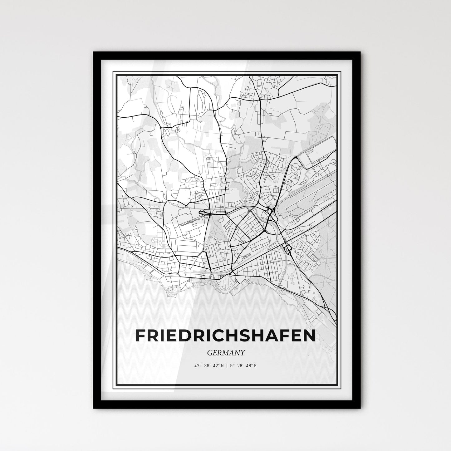 Friedrichshafen Germany - Scandinavian Style City Map for Modern Home Decor