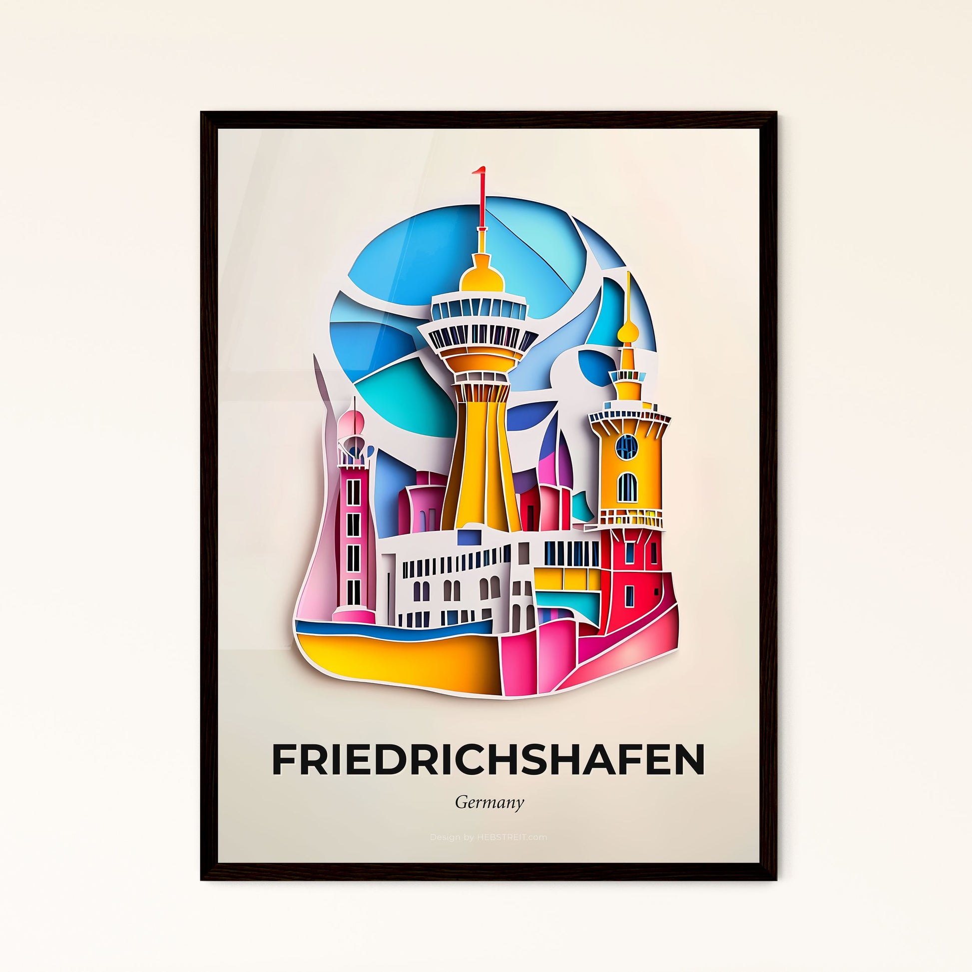 Vivid Friedrichshafen, Germany - a paper cut of a city with a clock tower