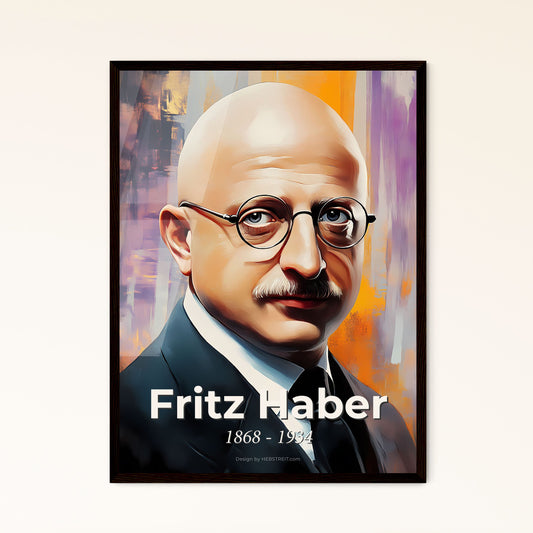 Portrait of Fritz Haber, 1868 - 1934. Impressionistic painting of a man wearing glasses and a suit.