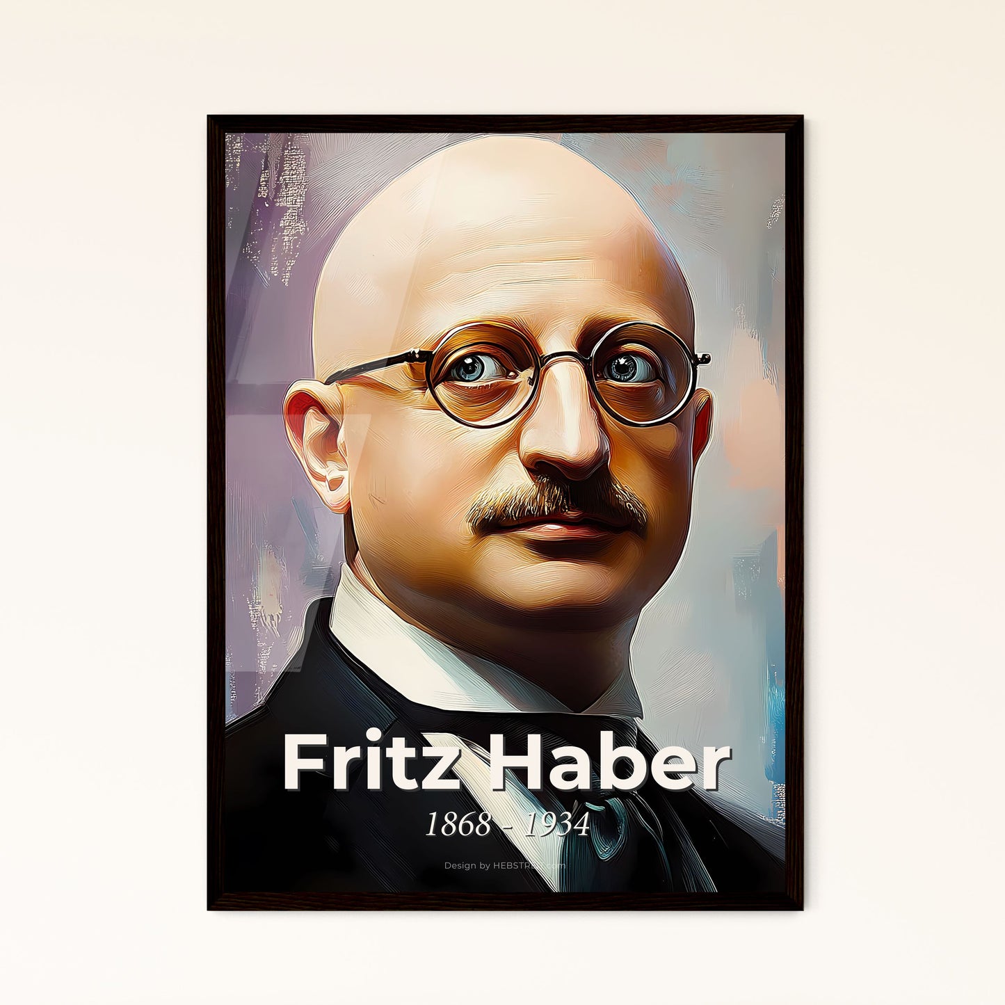 Portrait of Fritz Haber, 1868 - 1934. Impressionistic painting of a man wearing glasses and a suit.