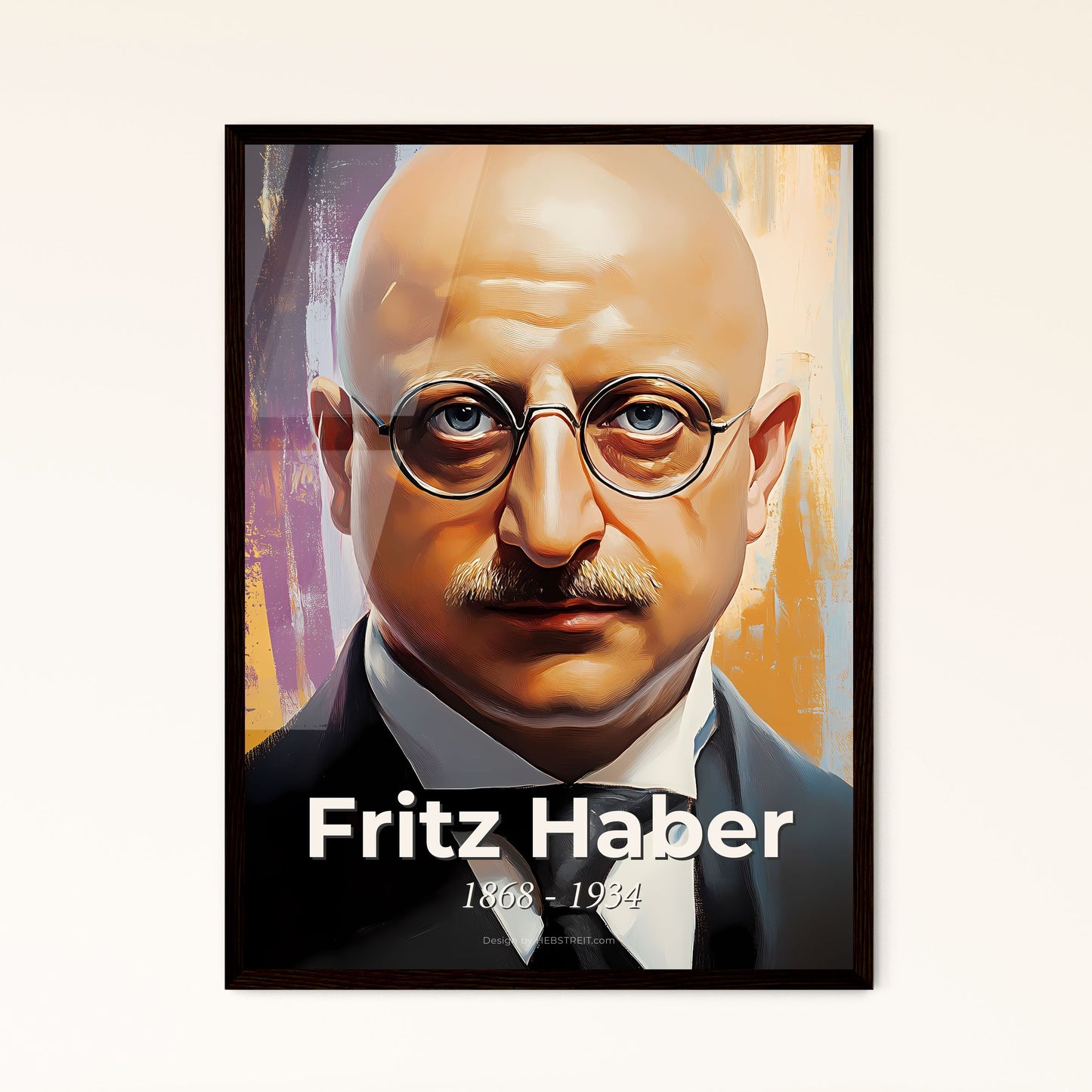 Portrait of Fritz Haber, 1868 - 1934. Impressionistic painting of a man wearing glasses and a suit.