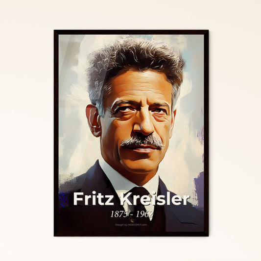 Portrait of Fritz Kreisler, 1875 - 1962. Impressionistic painting of a man in a suit and tie.