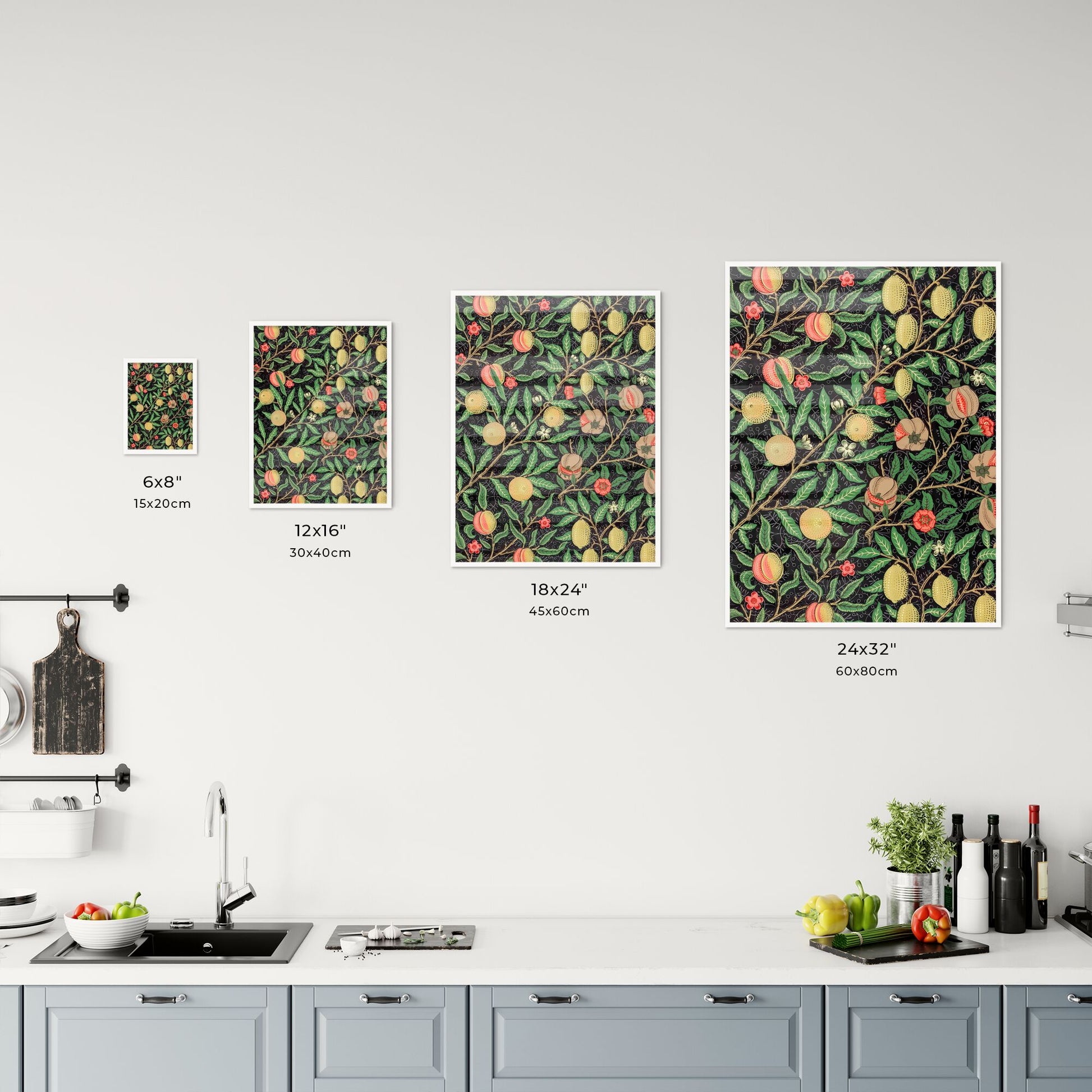 Fruit Pattern by William Morris Size Chart