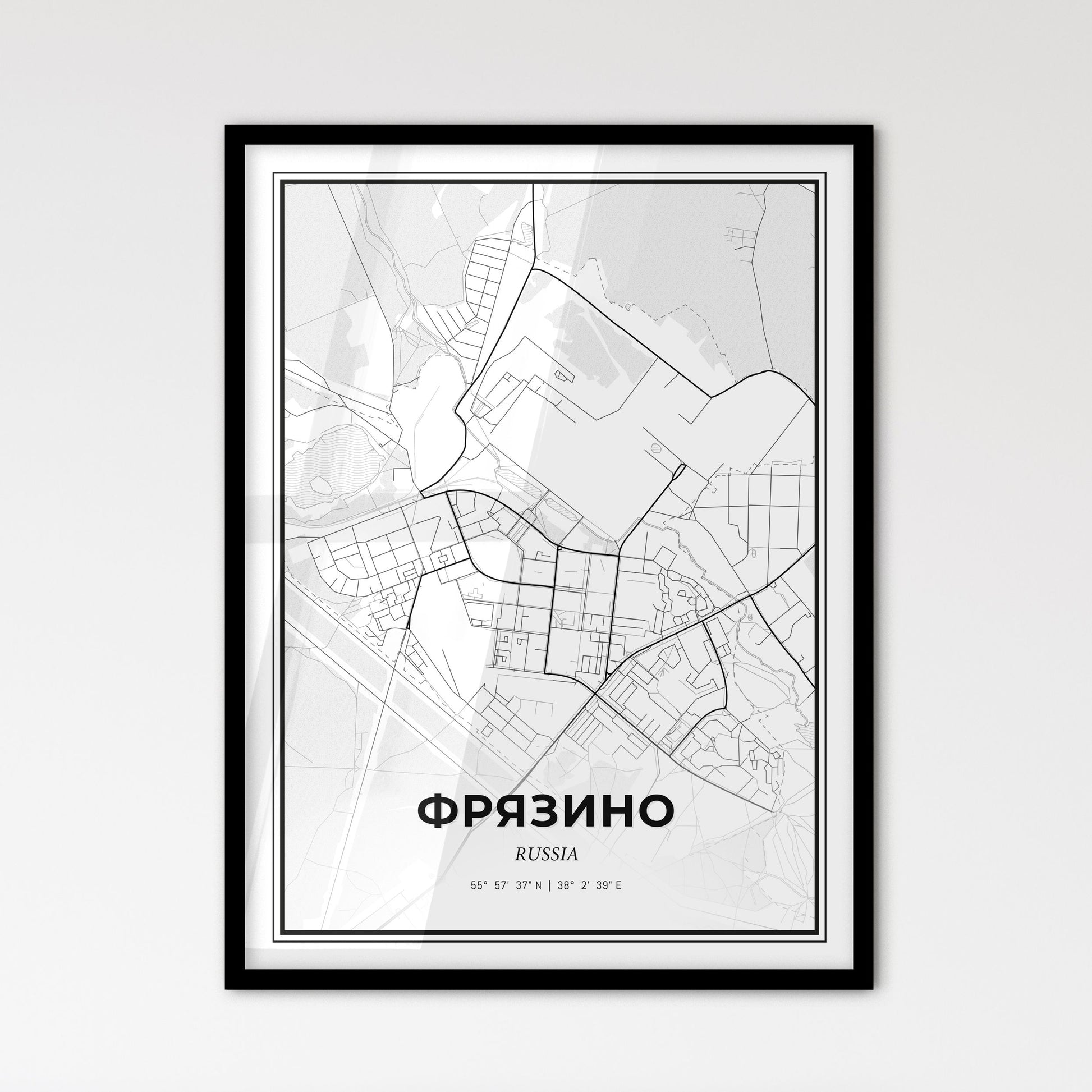 Fryazino Russia - Scandinavian Style City Map for Modern Home Decor