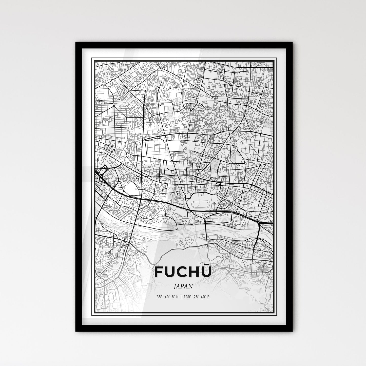 Fuchū Japan - Scandinavian Style City Map for Modern Home Decor