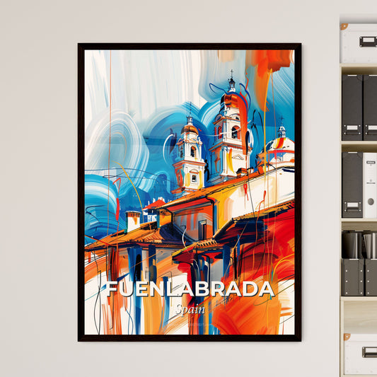 Vibrant Fuenlabrada, Spain - A Painting Of A Building With Towers And A Blue And Orange Sky