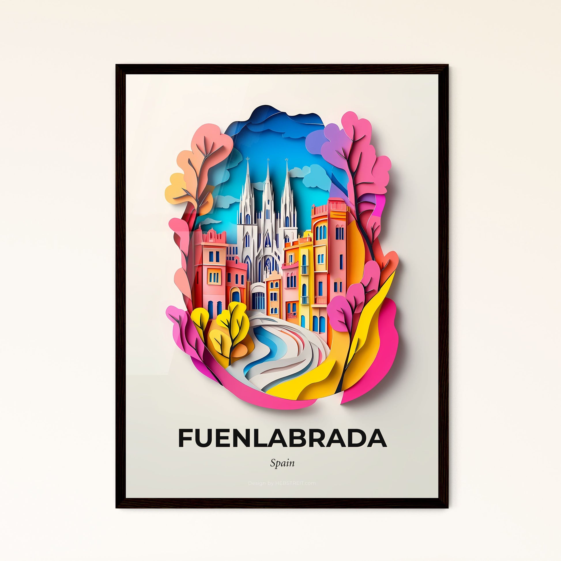 Vivid Fuenlabrada, Spain - a paper cut of a city with a river