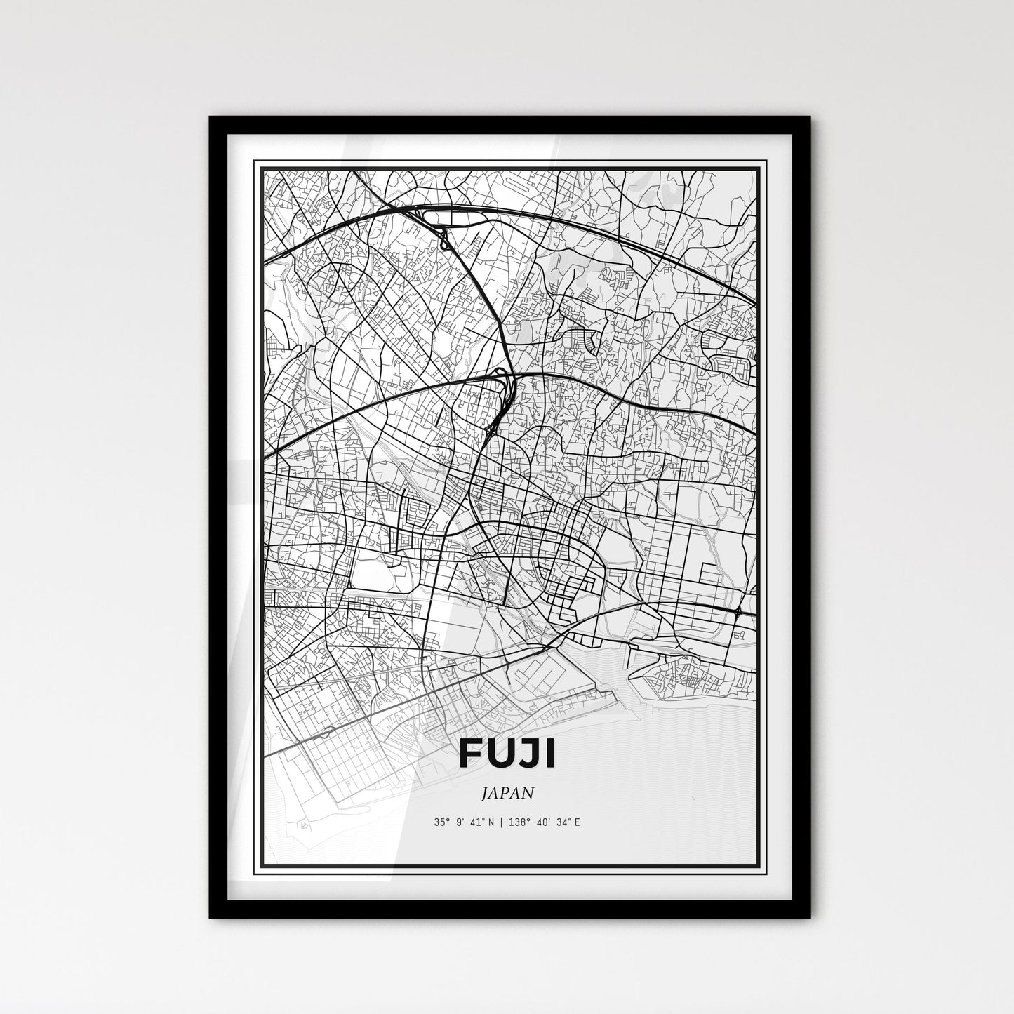 Fuji Japan - Scandinavian Style City Map for Modern Home Decor