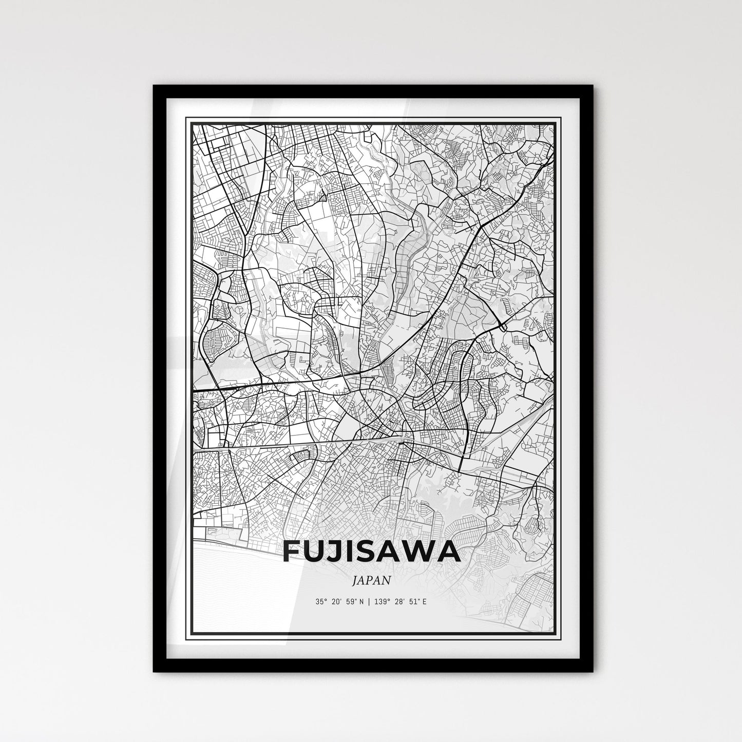 Fujisawa Japan - Scandinavian Style City Map for Modern Home Decor