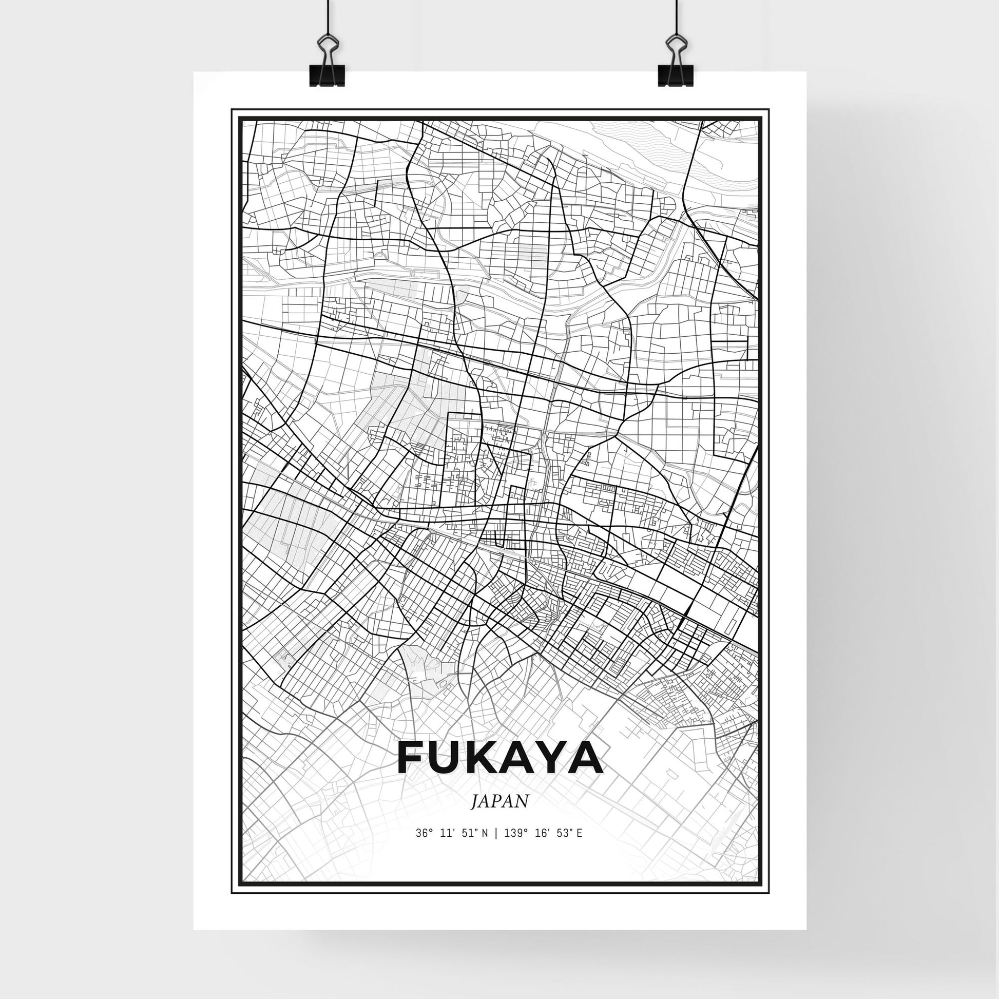 Fukaya Japan - Premium City Map Poster