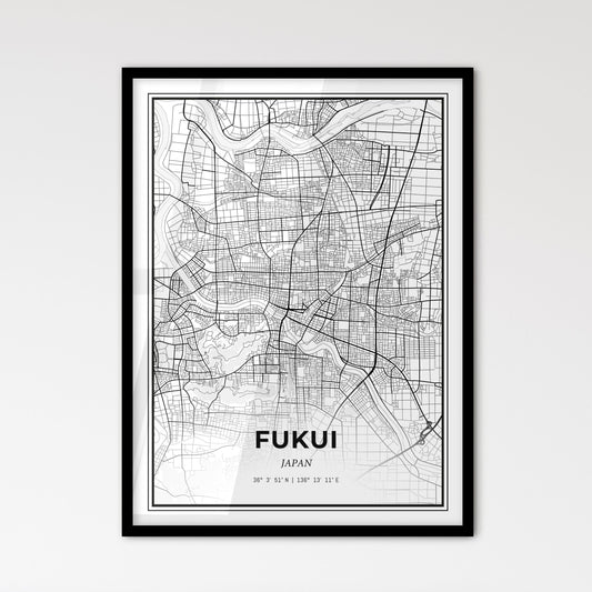 Fukui Japan - Scandinavian Style City Map for Modern Home Decor