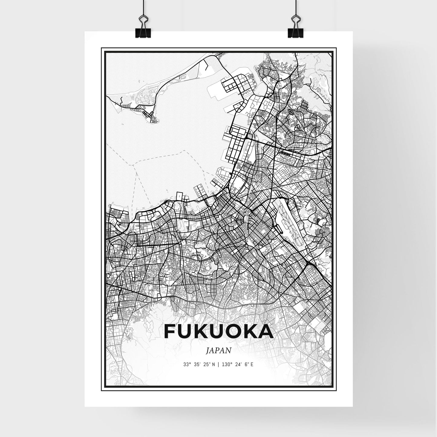 Fukuoka Japan - Premium City Map Poster