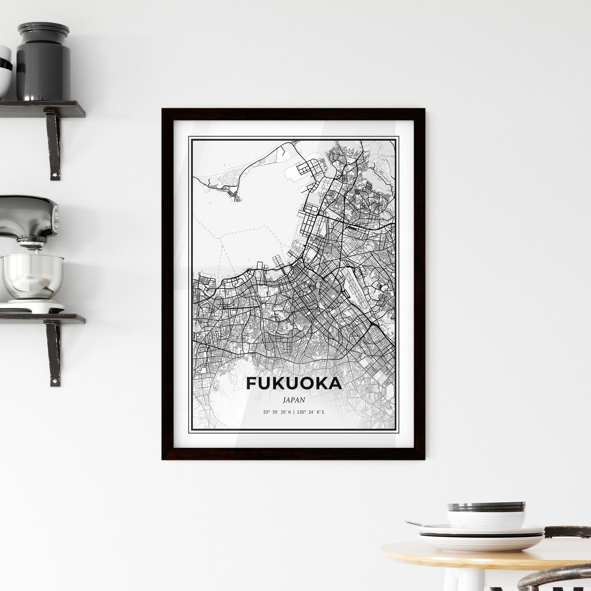 Fukuoka Japan - Minimal City Map