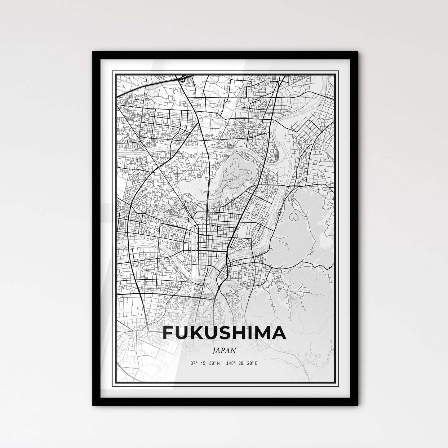 Fukushima Japan - Scandinavian Style City Map for Modern Home Decor