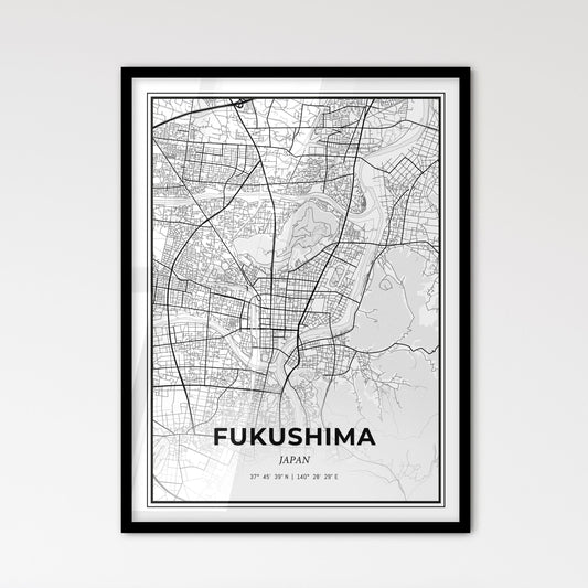 Fukushima Japan - Scandinavian Style City Map for Modern Home Decor