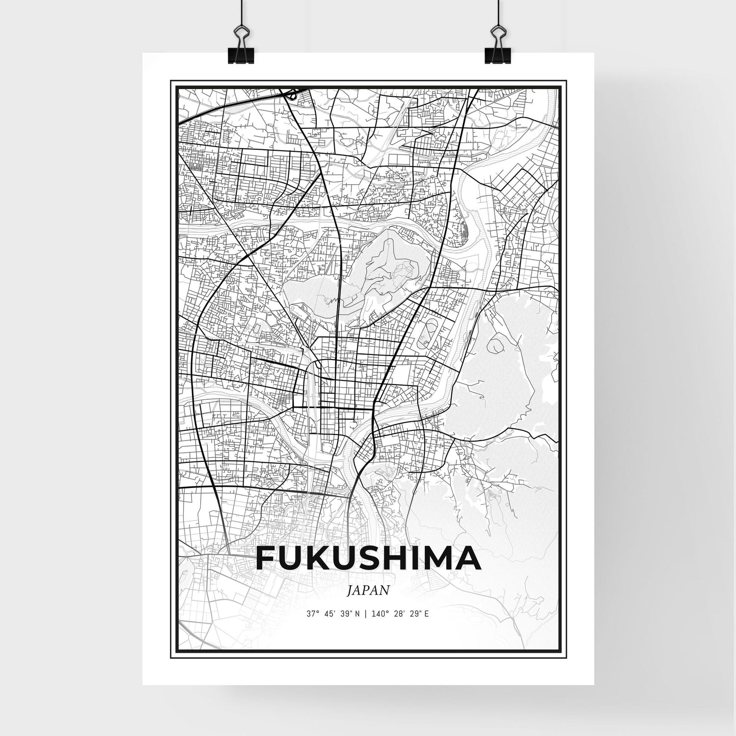 Fukushima Japan - Premium City Map Poster