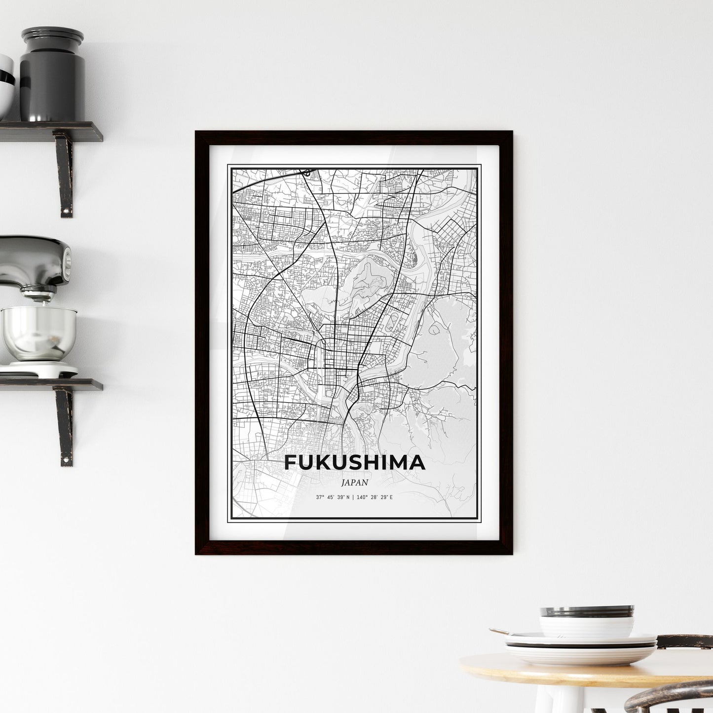 Fukushima Japan - Minimal City Map